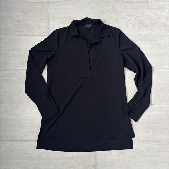 The Limited Blouse Black long Sleeve V Neck Collared Slit Sides XS Tunic Top - Picture 1 of 6